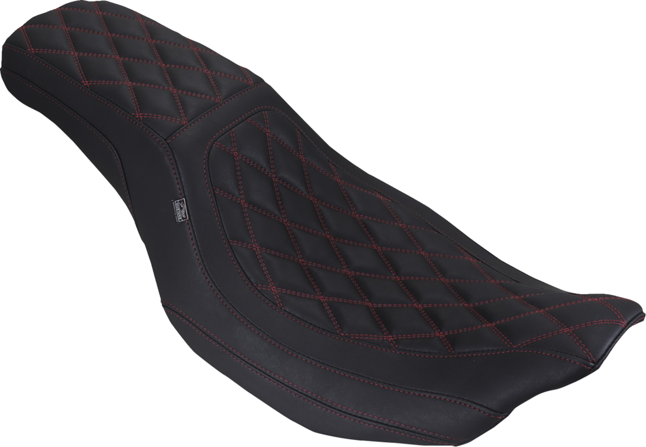 MUSTANG Low Squareback Seat - Double Diamond - Dark Cherry Stitch - FLH/FLT '23-'25 88514 DC