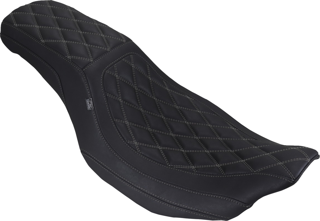 MUSTANG Low Squareback Seat - Double Diamond - Gun Metal Gray Stitch - FLH/FLT '23-'25 88514GM
