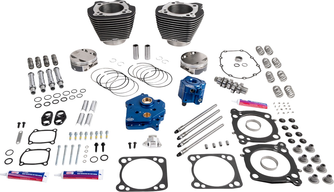 S&S CYCLE 132" Power Package - HPT496 - Chain Drive - Water Cooled - Black with Highlights - 114"/117" M8 310-1401