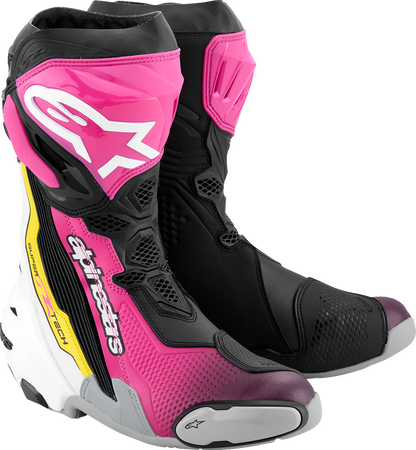 ALPINESTARS Supertech R Boots - Black/Magenta/White/Yellow - US 12.5 / EU 48 2220021-1634- 48