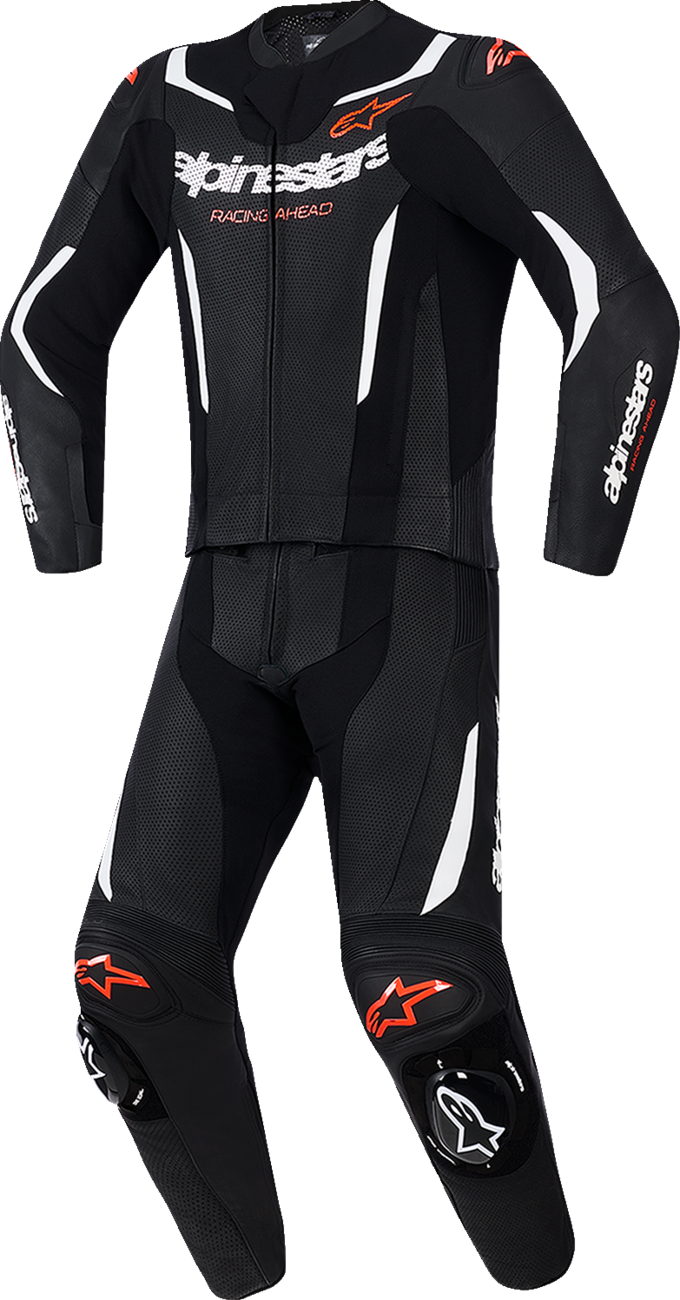 ALPINESTARS GP Force v2 2-Piece Leather Suit - Black/White/Red Fluo - US 38 / EU 48 3160126-1231-48