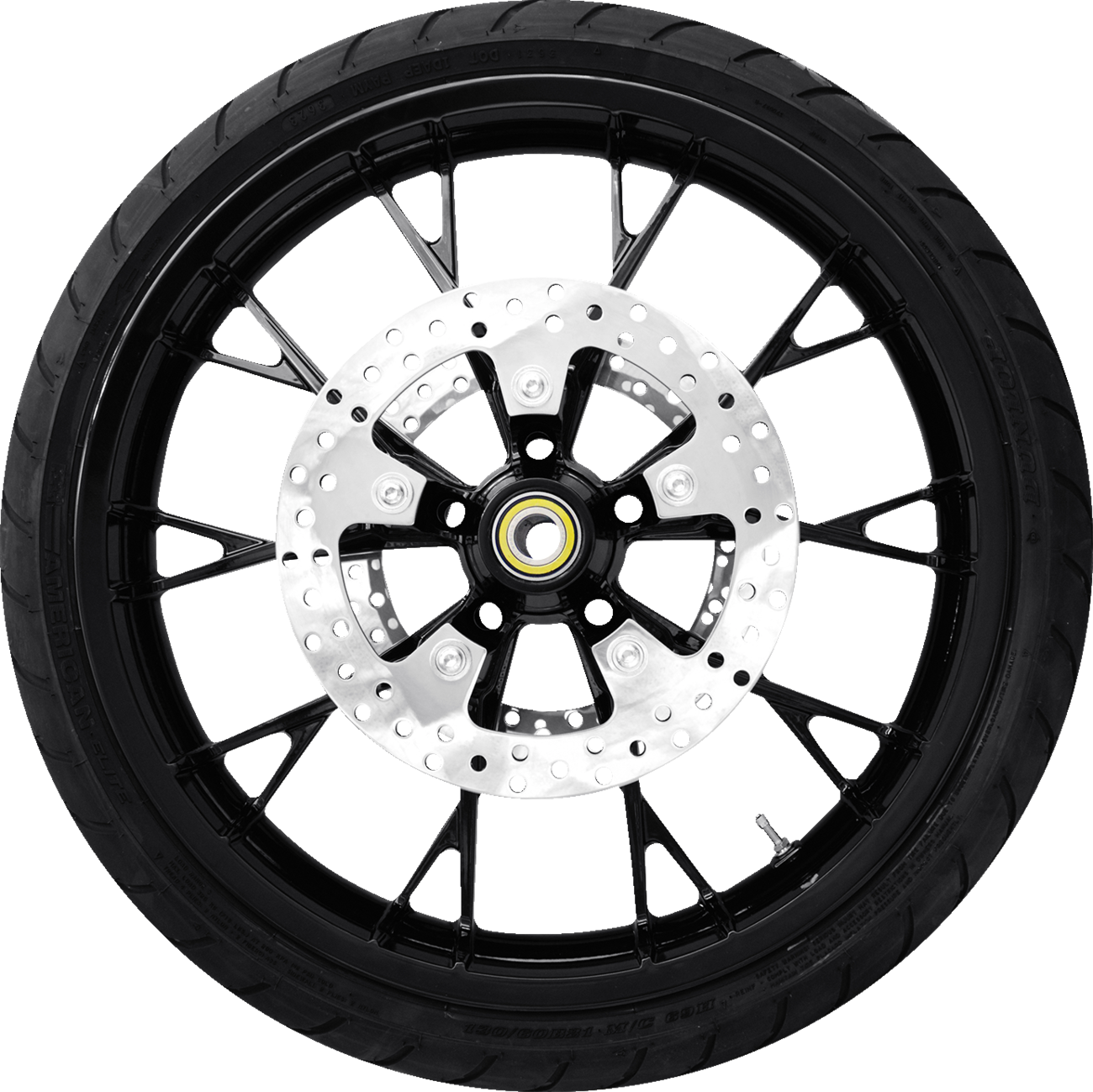 COASTAL MOTO Marlin Front Wheel - Solid Black (21") | Rotors (11.8") | Dunlop AE2 Tire (130/60B21) PKG2-MAR213SB-ABST