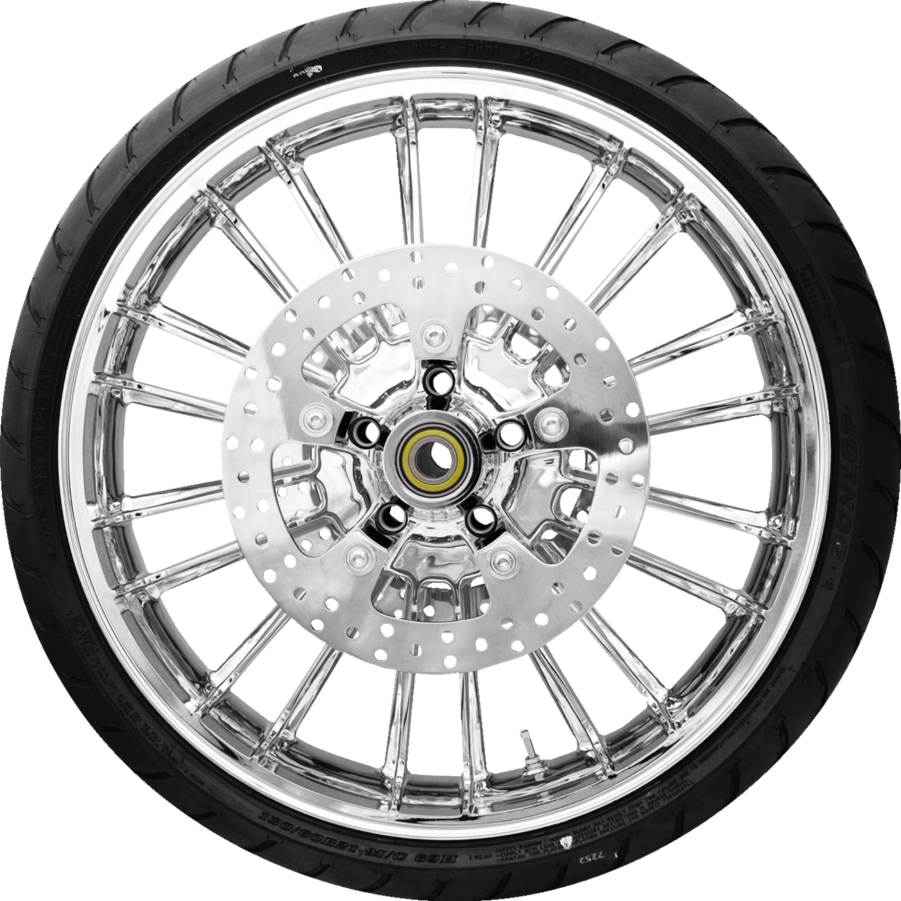 COASTAL MOTO Atlantic Front Wheel - Chrome (21") | Rotors (11.8") | Dunlop AE2 Tire (130/60B21) PKG2-ATL213CH-ABST