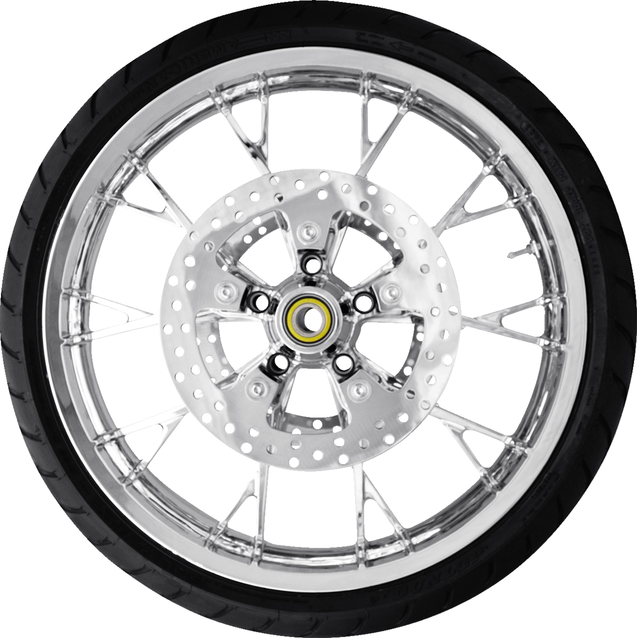 COASTAL MOTO Marlin Front Wheel - Chrome (21") | Rotors (11.8") | Dunlop AE2 Tire (130/60B21) PKG2-MAR213CH-ABST