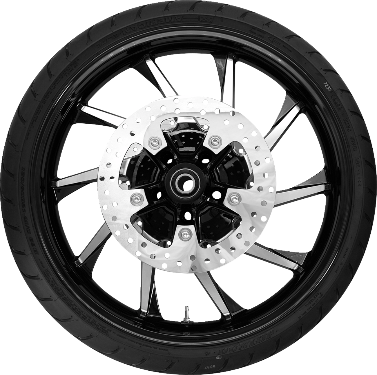 COASTAL MOTO Hurricane Front Wheel - Black Cut (21") | Rotors (11.8") | Dunlop AE2 Tire (130/60B21) PKG2-HUR213BC-ABST