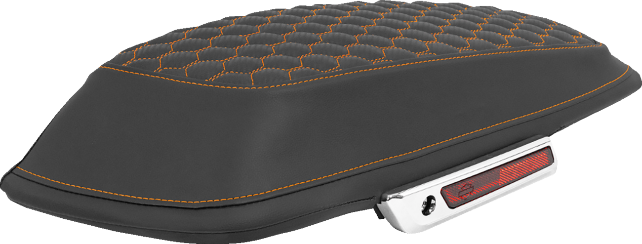 SADDLEMEN Saddlebag Lid Covers - Honeycomb - Orange Stitch - FLT/FLH '14-'25 L870-14-19003