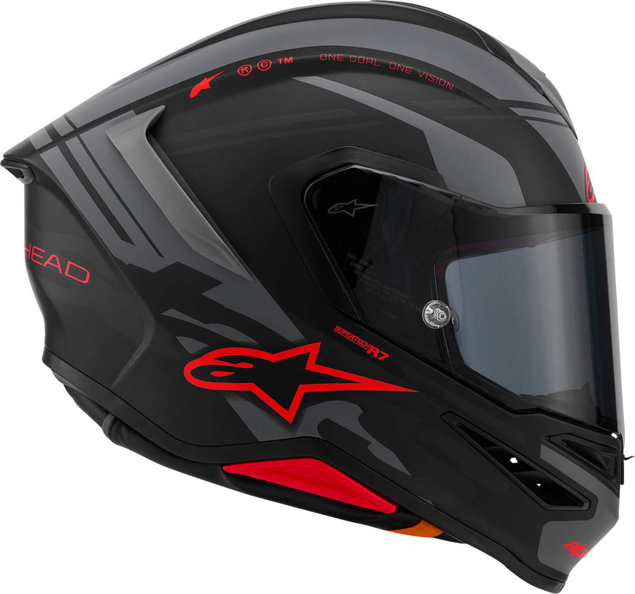 ALPINESTARS Supertech R7 Helmet - 22.06 - A-Core - Matte Black/Gray/Red - Medium 8203426-1653-M