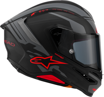 ALPINESTARS Supertech R7 Helmet - 22.06 - A-Core - Matte Black/Gray/Red - Medium 8203426-1653-M