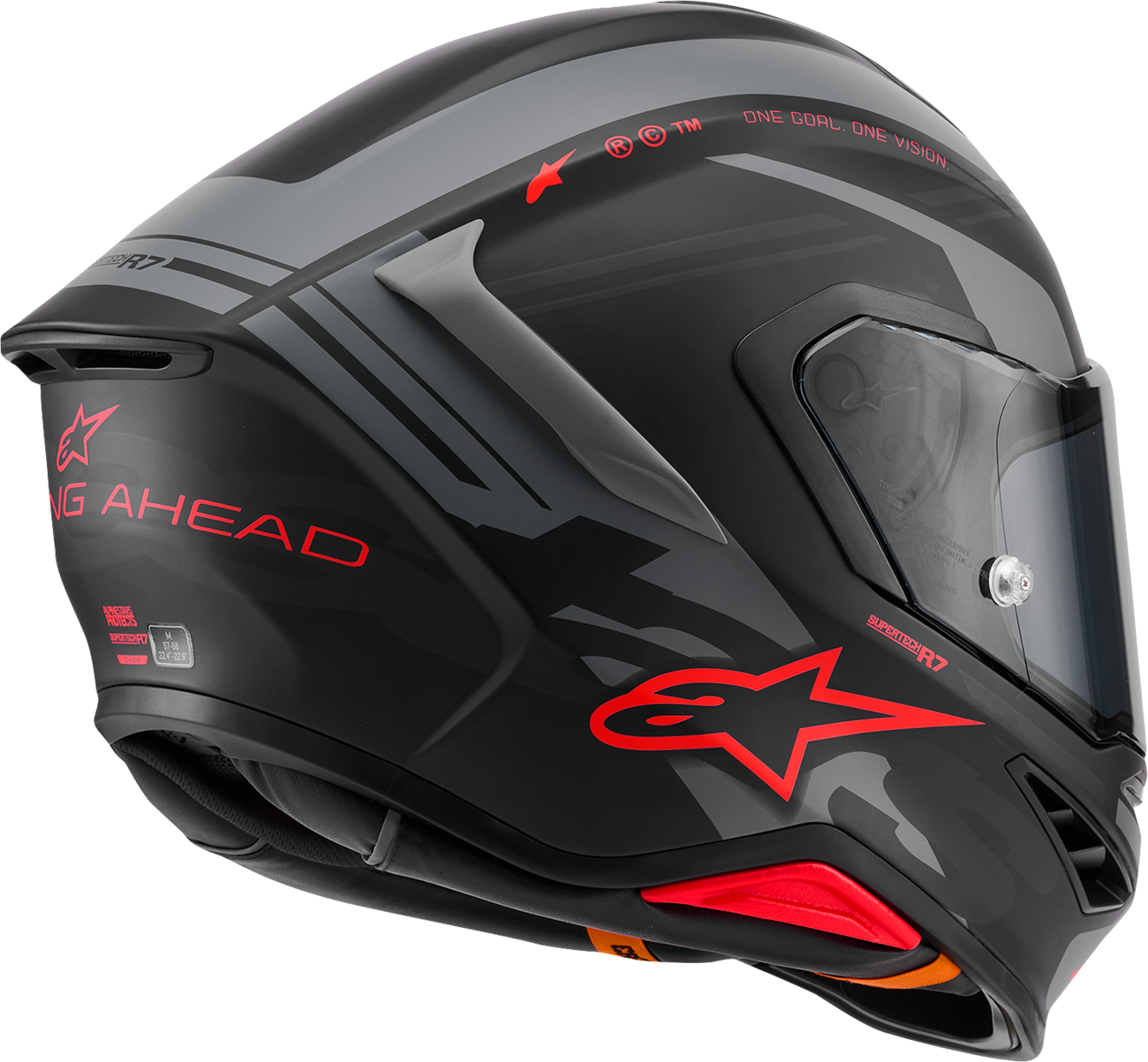 ALPINESTARS Supertech R7 Helmet - 22.06 - A-Core - Matte Black/Gray/Red - Large 8203426-1653-L
