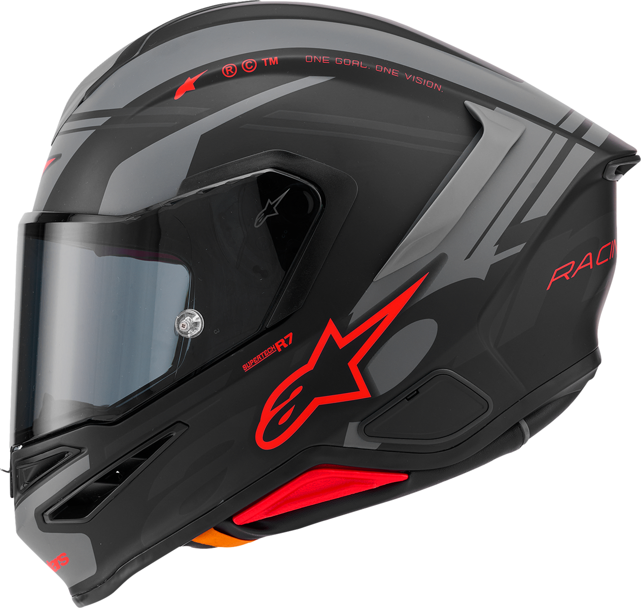 ALPINESTARS Supertech R7 Helmet - 22.06 - A-Core - Matte Black/Gray/Red - Medium 8203426-1653-M