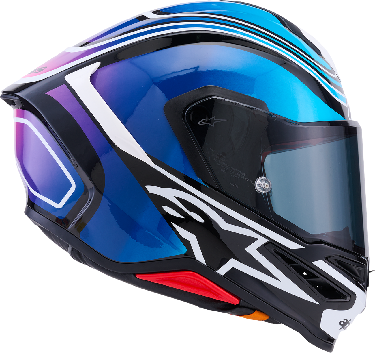 ALPINESTARS Supertech R7 Helmet - Zeal - 22.06 - Gloss Black/Blue/Pink Fluo/White - XS 8202826-1636-XS