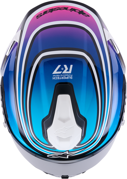 ALPINESTARS Supertech R7 Helmet - Zeal - 22.06 - Gloss Black/Blue/Pink Fluo/White - Medium 8202826-1636-M