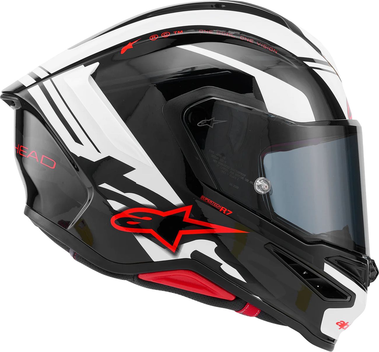 ALPINESTARS Supertech R7 Helmet - 22.06 - A-Core - Gloss Black/White/Red - XL 8203426-1353-XL