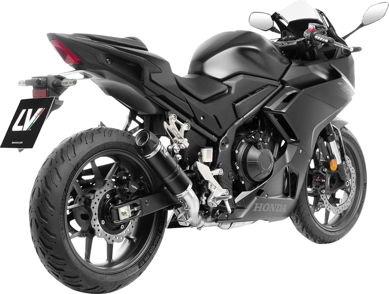 LEOVINCE GP Corsa Evo Slip-On Muffler - Black Stainless Steel - CB/CBR 500 F/R/X 15506EBU