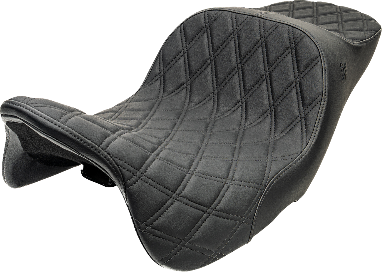 SLYFOX Chariot Seat - Black Double Diamond Stitch - Black Logo - FLH/FLT '09-'23.5 4723C