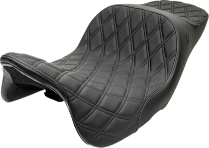 SLYFOX Chariot Seat - Black Double Diamond Stitch - Black Logo - FLH/FLT '09-'23.5 4723C