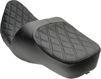 SLYFOX Chariot Seat - Black Double Diamond Stitch - Black Logo - FLH/FLT '09-'23.5 4723C