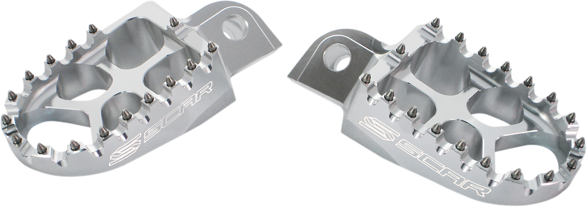 SCAR RACING Evo Foot Pegs - Silver - Honda/Kawasaki S3515