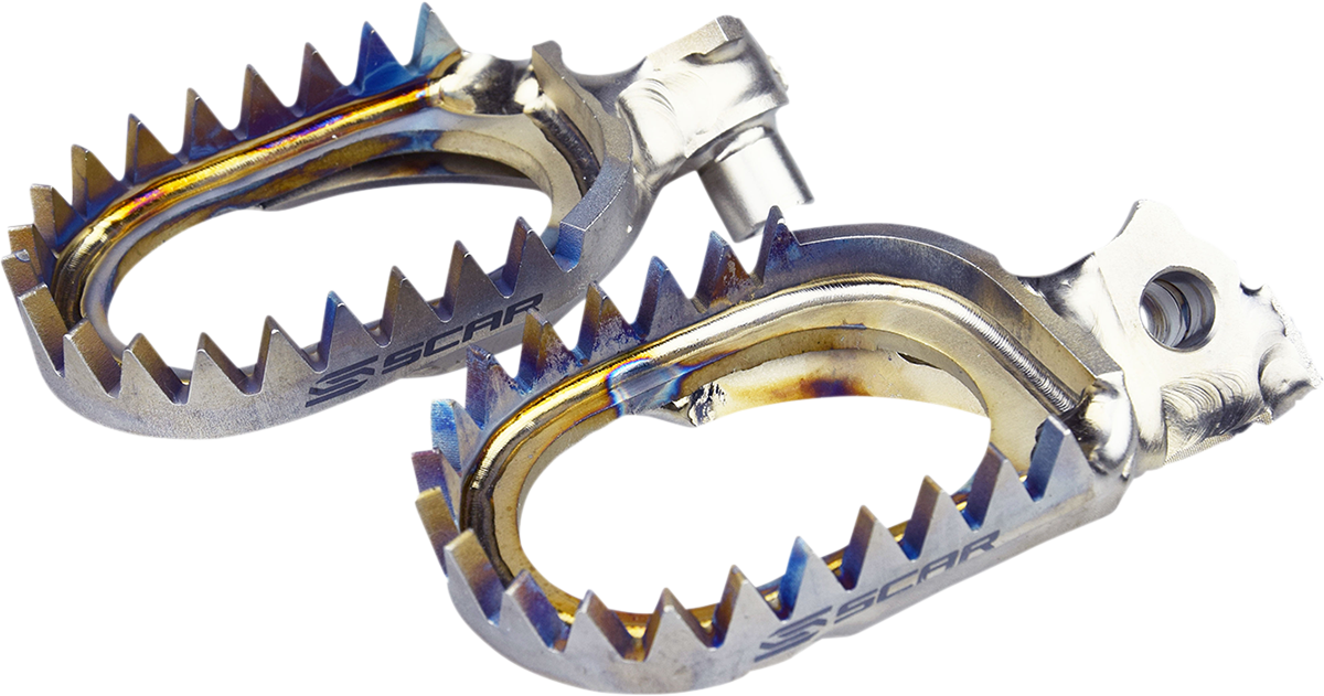SCAR RACING Anti-Mud Foot Pegs - Titanium - Silver - Yamaha YZ/WR/Tenere S1516AM