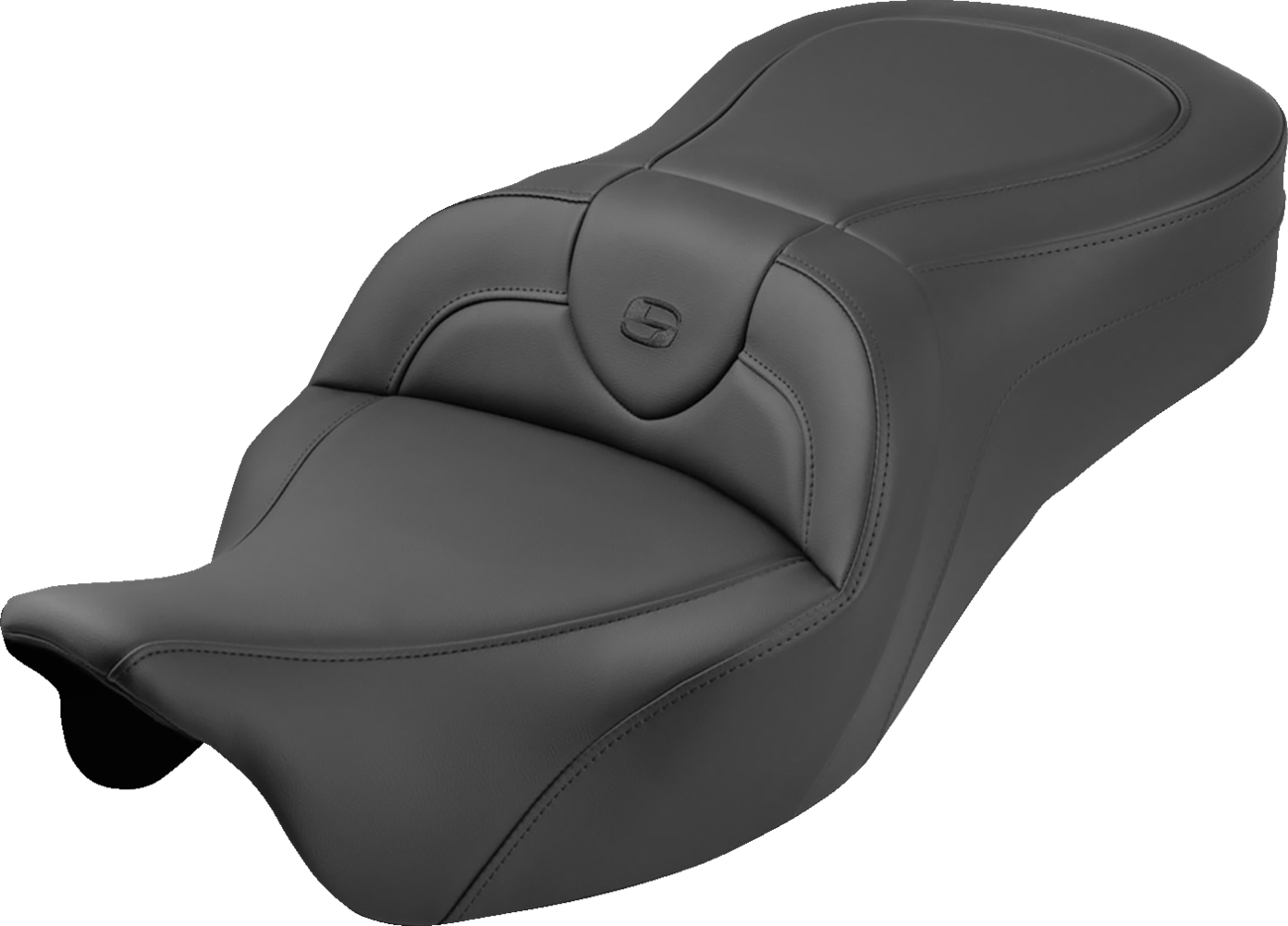 SADDLEMEN Roadsofa™ King Seat - No Backrest - Plain - Black Stitch - FLH/FLT '08-'25 808-07B-187S