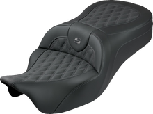 SADDLEMEN Roadsofa™ King Seat - No Backrest - Lattice Stitch - Gray Stitch - FLH/FLT '08-'25 808-07B-182S02