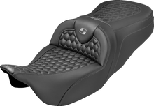 SADDLEMEN Extended Reach RoadSofa™ Seat - Honeycomb - Gray Stitch - without Backrest - FLH/FLT '08-'25 808-07B-19002
