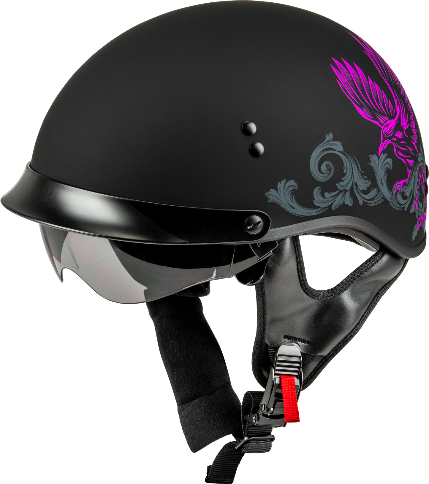 Hh 65 Corvus Helmet W/Peak Matte Black/Purple/Grey Xs