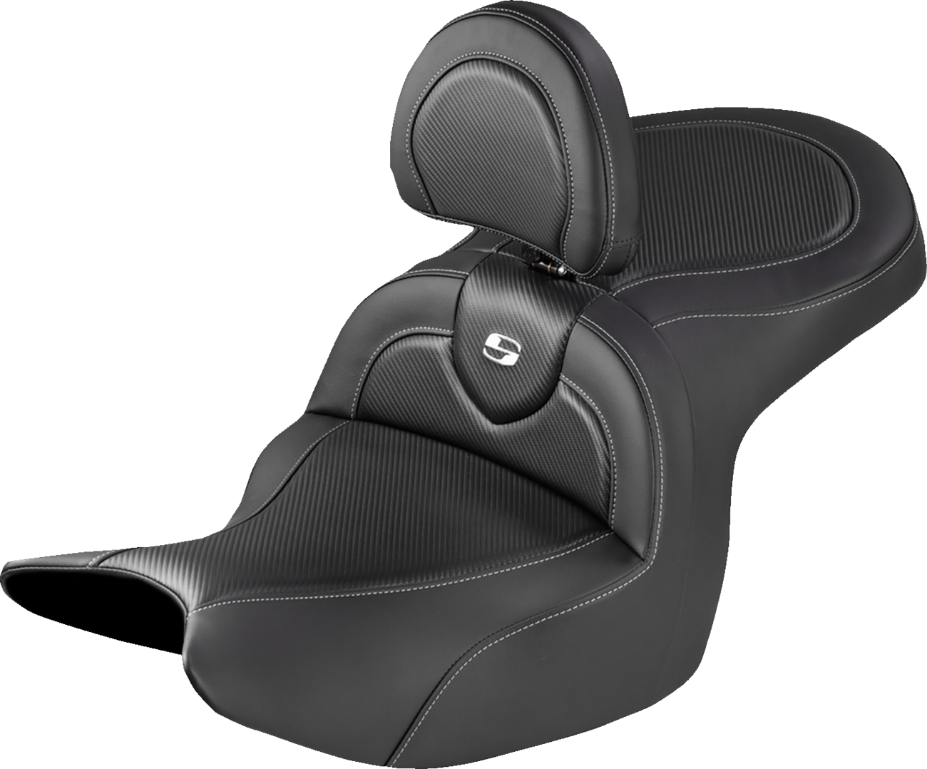 SADDLEMEN Roadsofa™ Seat - Carbon Fiber Inlay - With Backrest - Honda Goldwing '18-'26 H18-07A-185BR