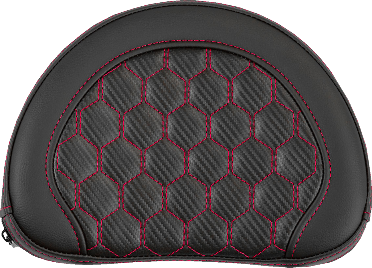 SADDLEMEN Contoured Sissy Bar Pad - Honeycomb - Red Stitch 051319004