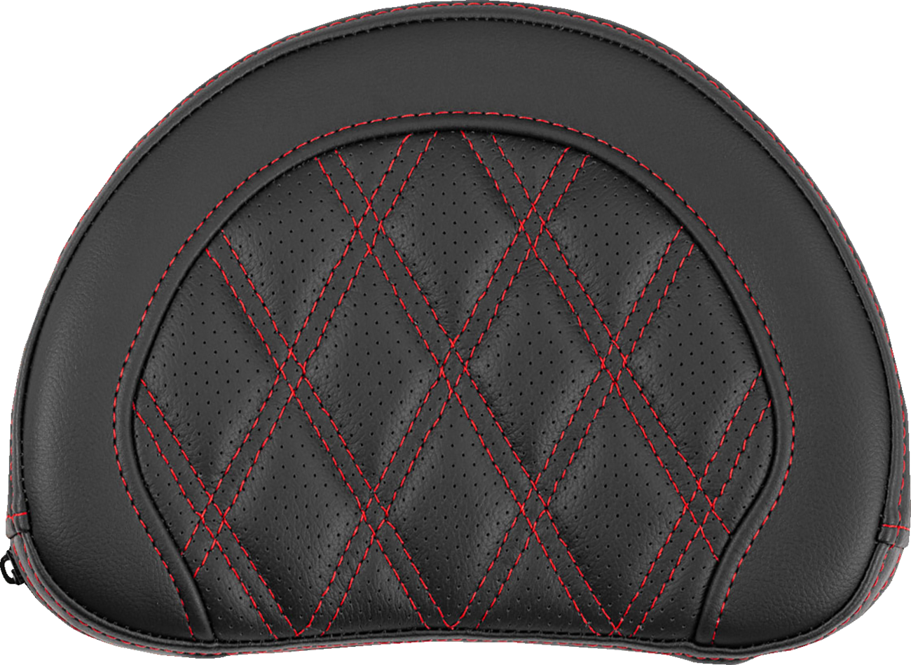 SADDLEMEN Contoured Sissy Bar Pad - Lattice Stitch - Red Stitch 051318404