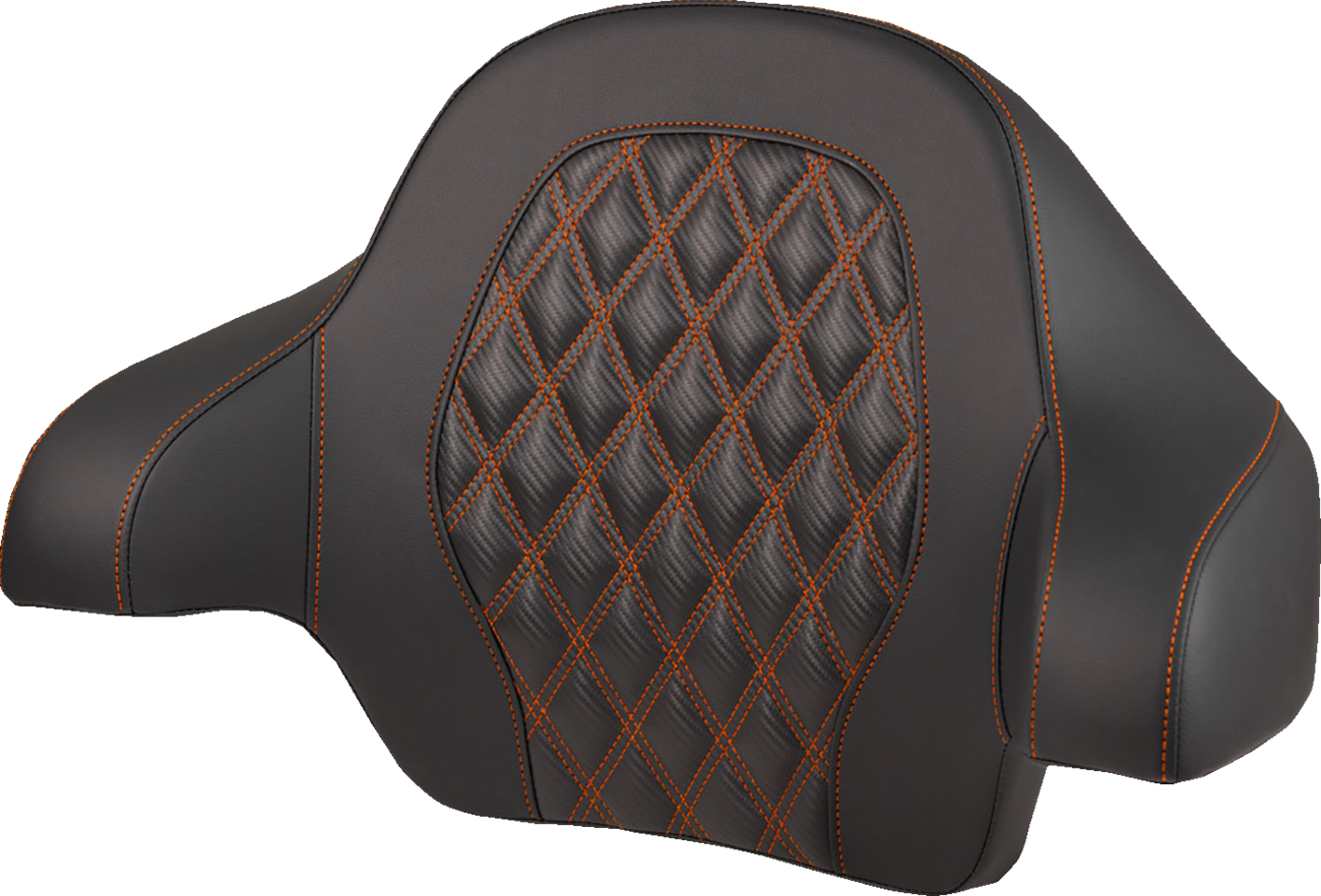 SADDLEMEN Tour-Pak® Backrest Pad - Lattice Stitch - Orange Stitch - FL '14-'25 814-07-20703