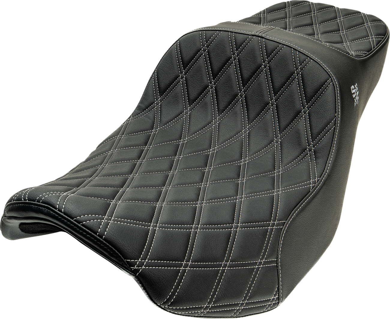 SLYFOX Chariot Seat - Silver Double Diamond Stitch - Silver Logo - FLH/FLT '23.5-'26 4729D