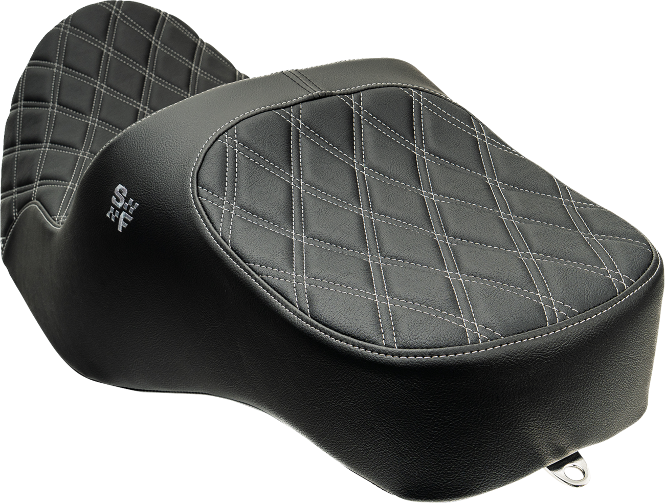 SLYFOX Chariot Seat - Silver Double Diamond Stitch - Silver Logo - FLH/FLT '23.5-'26 4729D