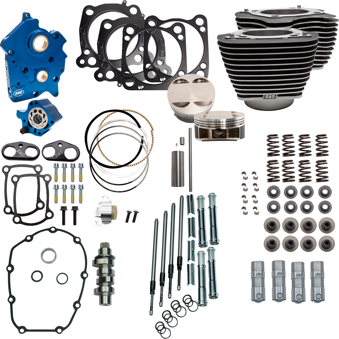 S&S CYCLE Power Pack - Water Cooled - 550C - Wrinkle Black w/Highlight - Chrome Pushrod Tubes - M8 310-1050D