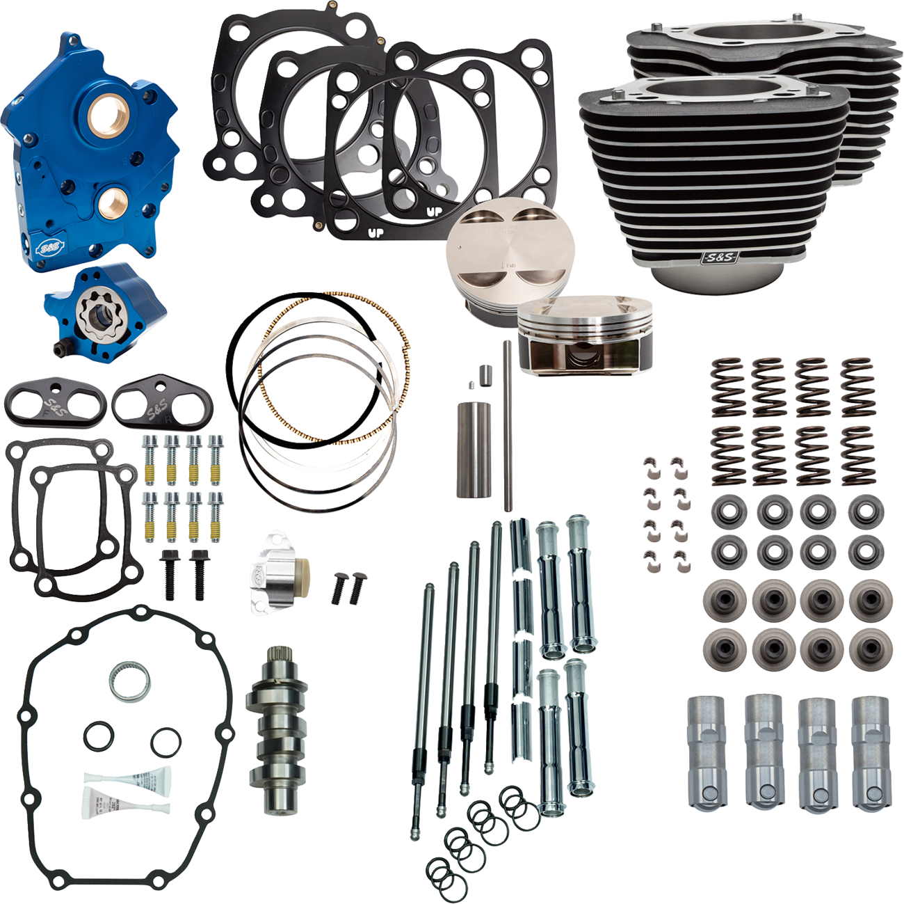 S&S CYCLE Power Pack - Oil Cooled - 550C - Wrinkle Black w/Highlight - Chrome Pushrod Tubes - M8 310-1052D