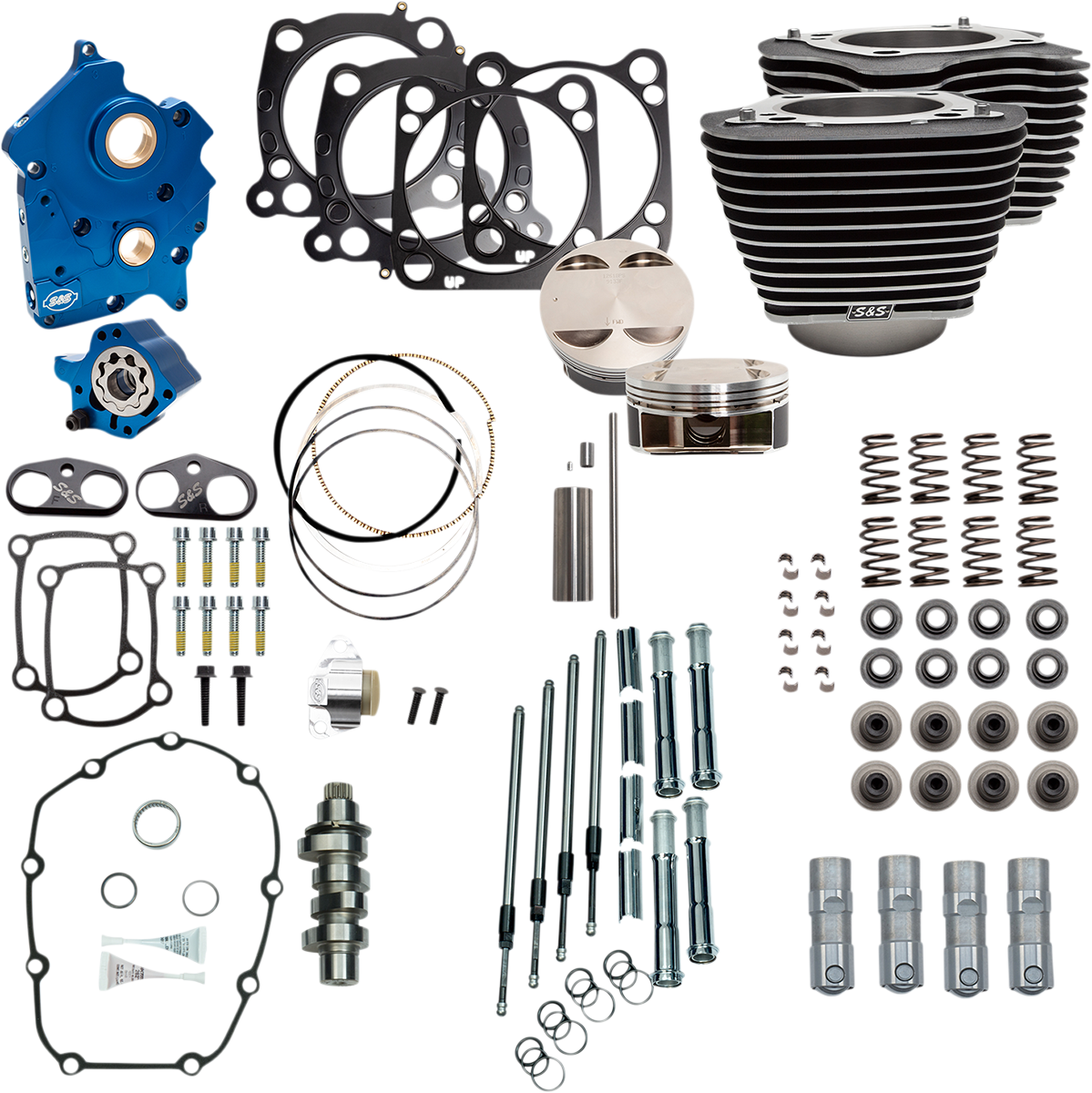 S&S CYCLE Power Pack - Oil Cooled - 550C - Wrinkle Black w/Highlight - Chrome Pushrod Tubes - M8 310-1103D