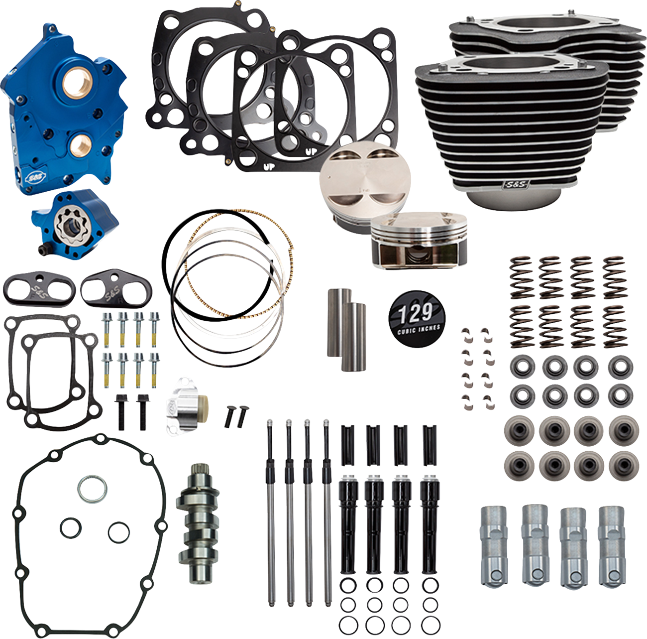S&S CYCLE Power Pack - Oil Cooled - 550C - Wrinkle Black w/Highlight - Black Pushrod Tubes - 107" M8 310-1225D