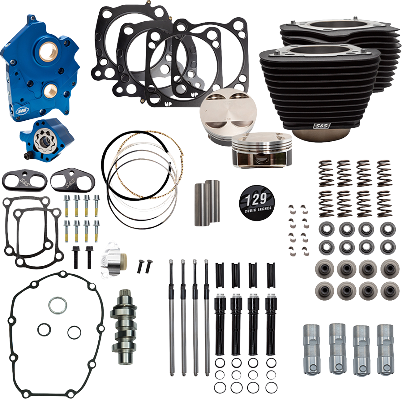 S&S CYCLE Power Pack - Oil Cooled - 550C - Wrinkle Black w/o Highlight - Black Pushrod Tubes - 107" M8 310-1226D