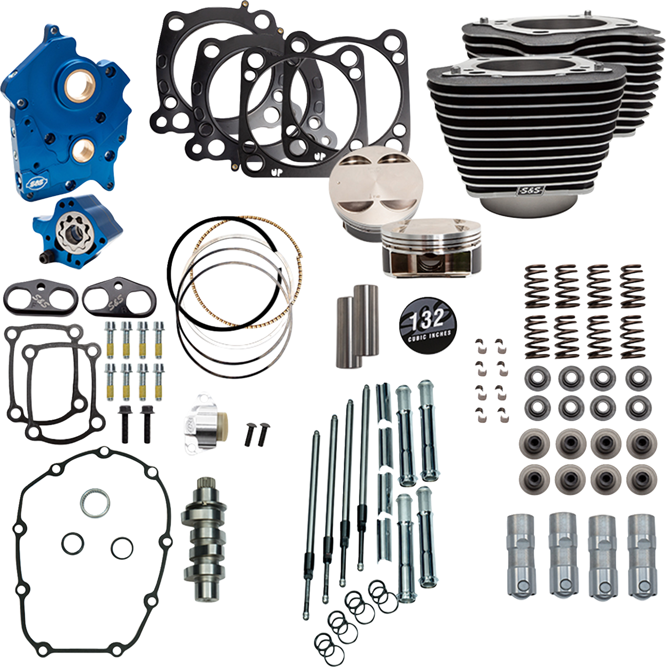 S&S CYCLE Power Pack - Water Cooled - 550C - Wrinkle Black w/Highlight - Chrome Pushrod Tubes - 114"/117" M8 310-1229D