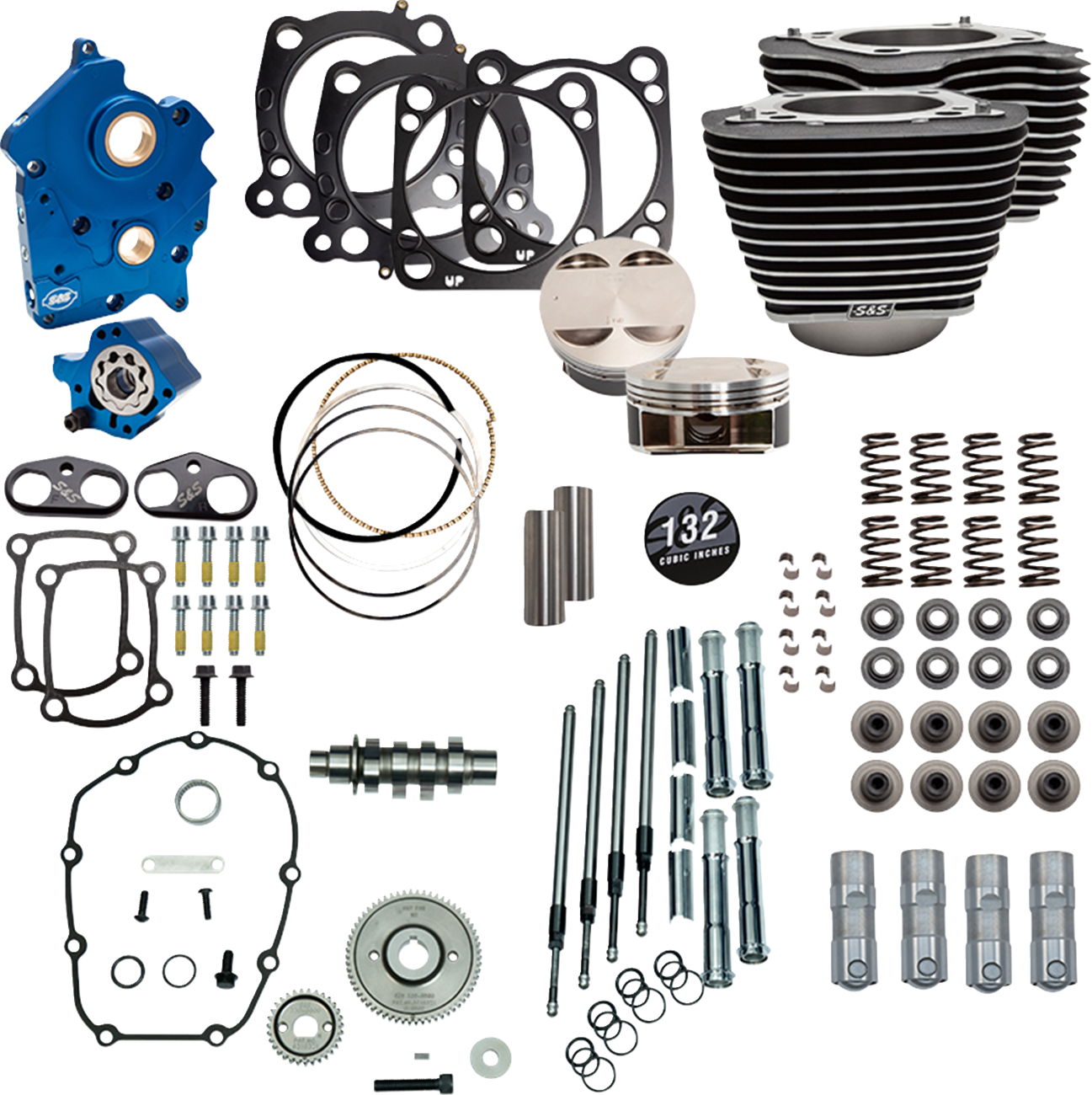 S&S CYCLE Power Pack - Water Cooled - 550G - Wrinkle Black w/Highlight - Chrome Pushrod Tubes - 114"/117" M8 310-1230D