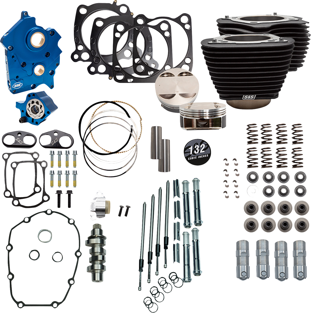 S&S CYCLE Power Pack - Oil Cooled - 550C - Wrinkle Black w/o Highlight - Chrome Pushrod Tubes - 114"/117" M8 310-1233D