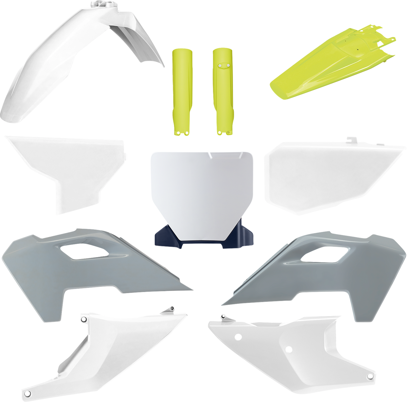 POLISPORT Full Plastic Kit - Gray/Yellow/White OEM '23-'24 - Husqvarna - FC/FX/TC/TX '23-'24 91100