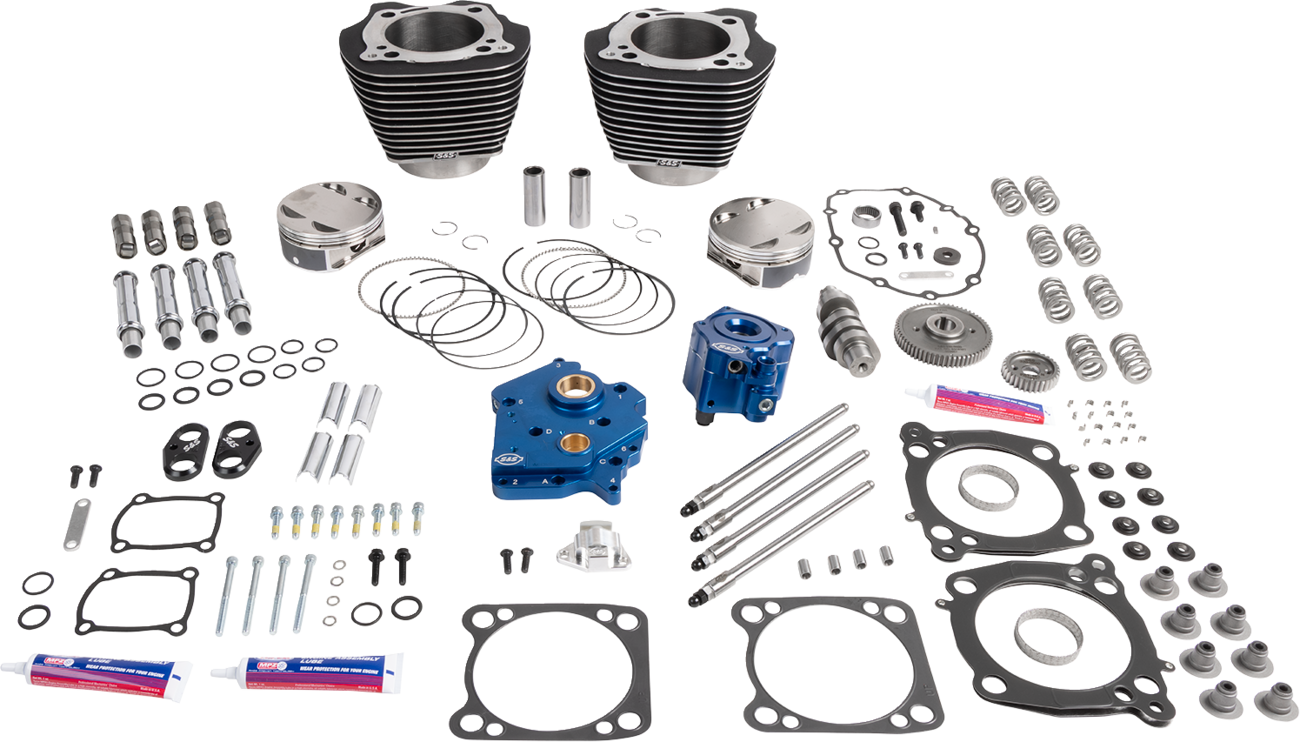 S&S CYCLE Power Package - Oil Cooled - 496 Chain Drive - Wrinkle Black w/Highlight - M8 310-1390A