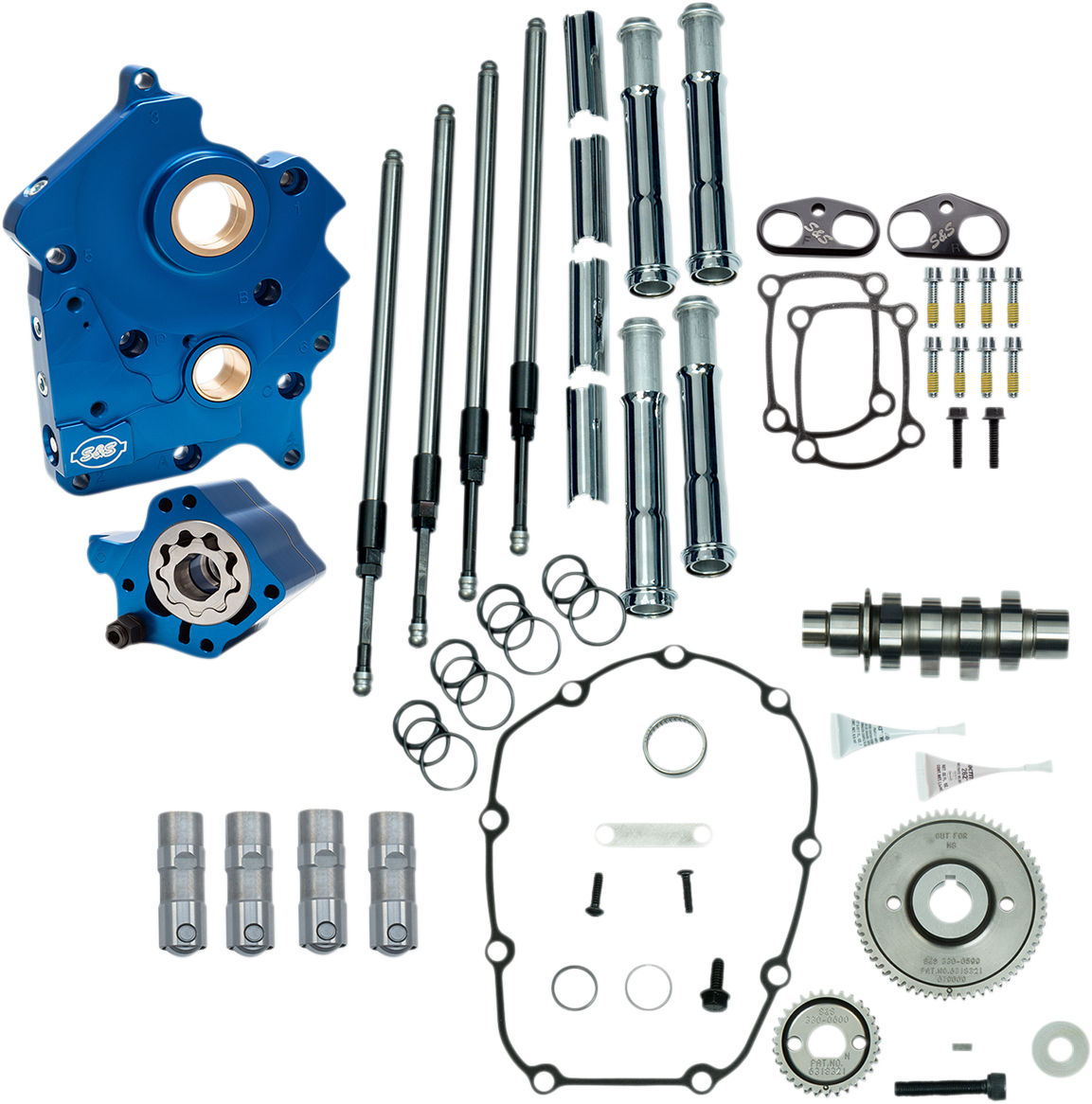 S&S CYCLE Cam Chest Kit - Water Cooled - Gear Drive - 465 Cam - Chrome Pushrod Tubes - M8 310-1001B