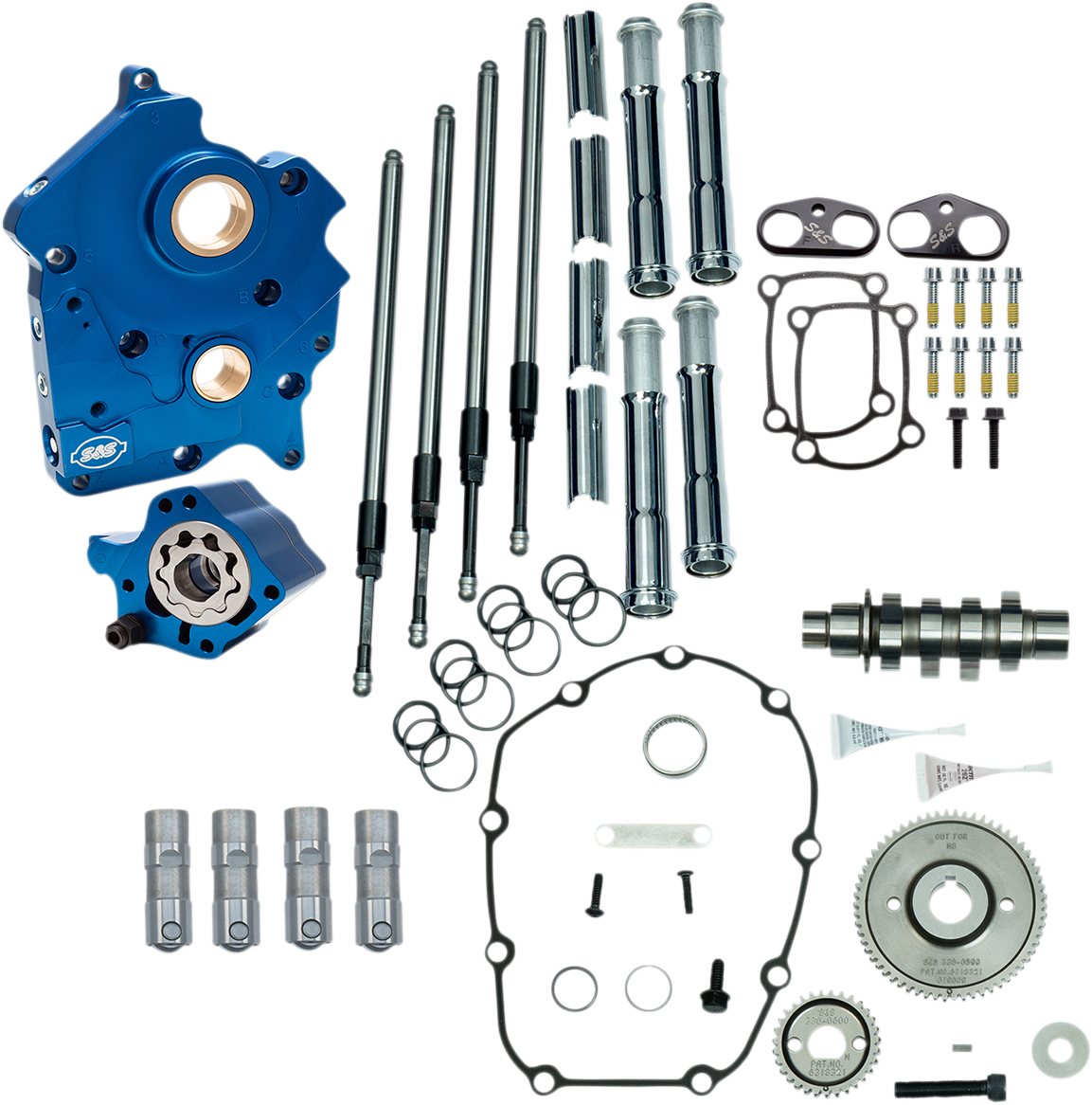 S&S CYCLE Cam Chest Kit - Water Cooled - Gear Drive - 475 Cam - Chrome Pushrod Tubes - M8 310-1002B