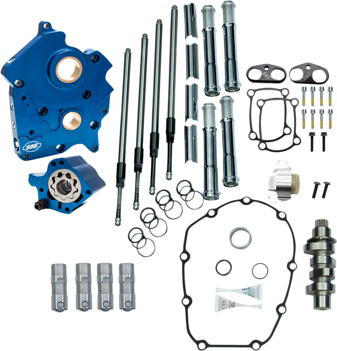 S&S CYCLE Cam Chest Kit - Oil Cooled - Chain Drive - 465 Cam - Chrome Pushrod Tubes - M8 310-1003C