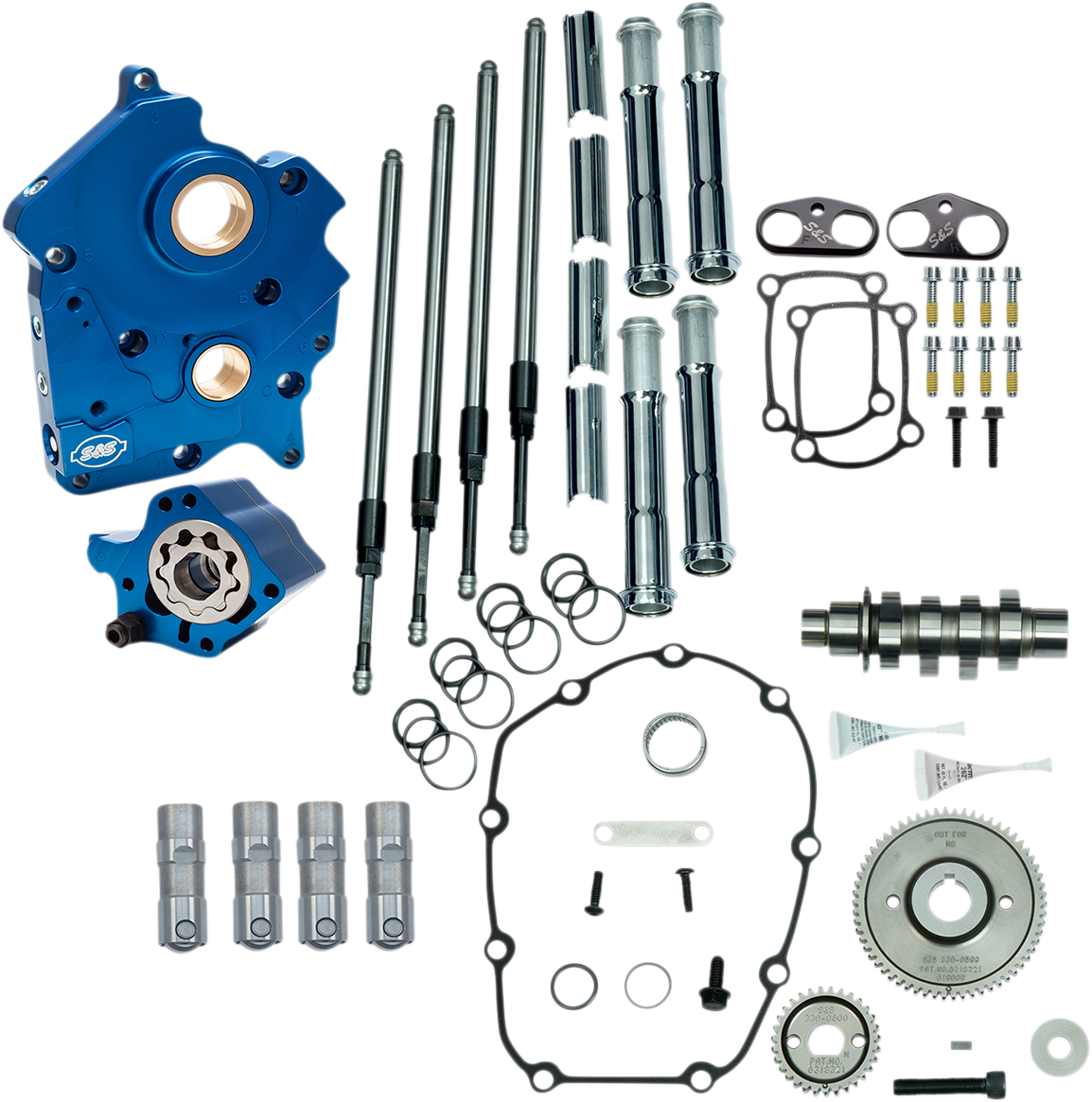 S&S CYCLE Cam Chest Kit - Oil Cooled - Gear Drive - 465 Cam - Chrome Pushrod Tubes - M8 310-1005B