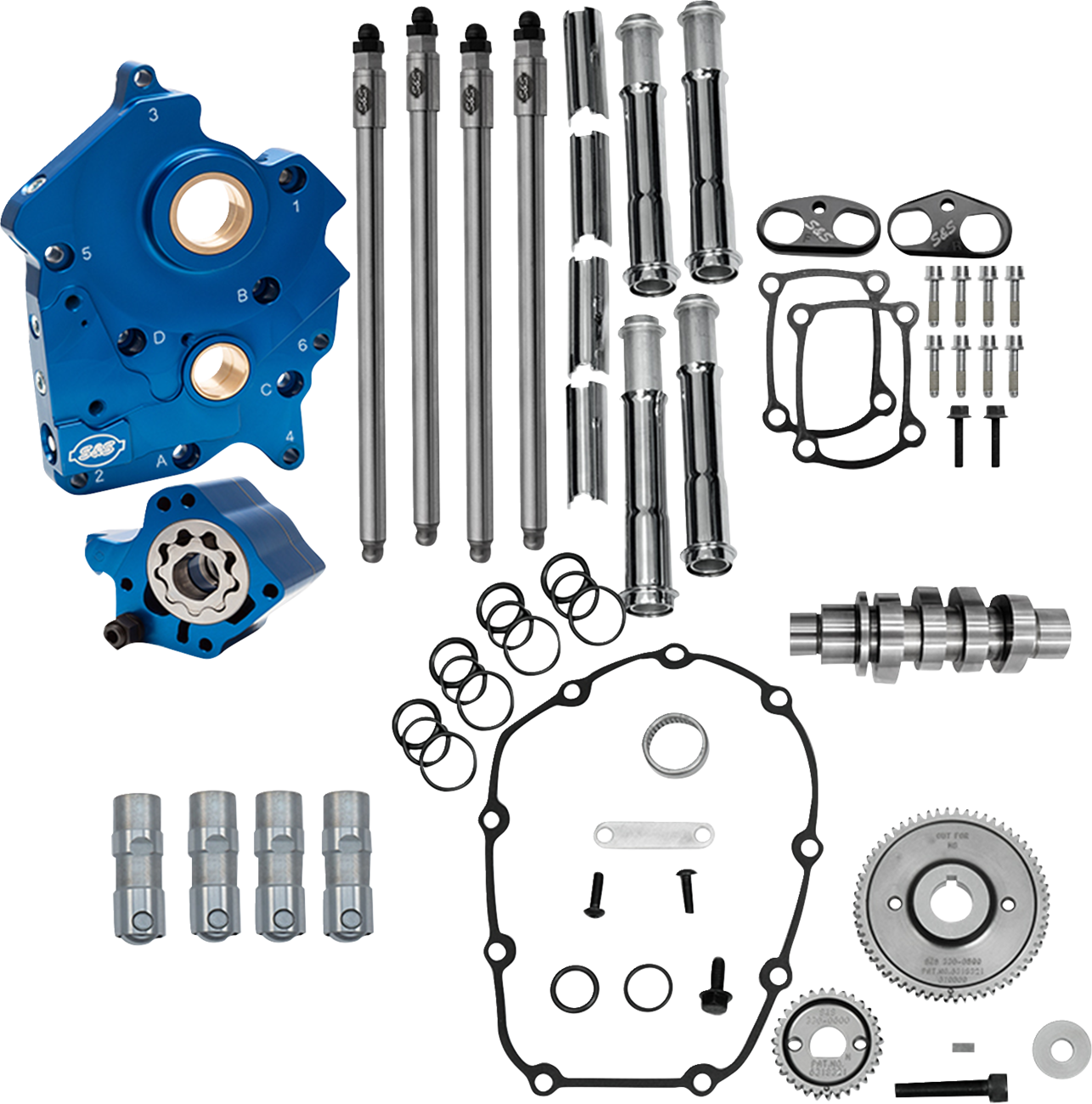 S&S CYCLE Cam Chest Kit - Water Cooled - Gear Drive - 496 Cam - Chrome Pushrod Tubes - M8 310-1386A