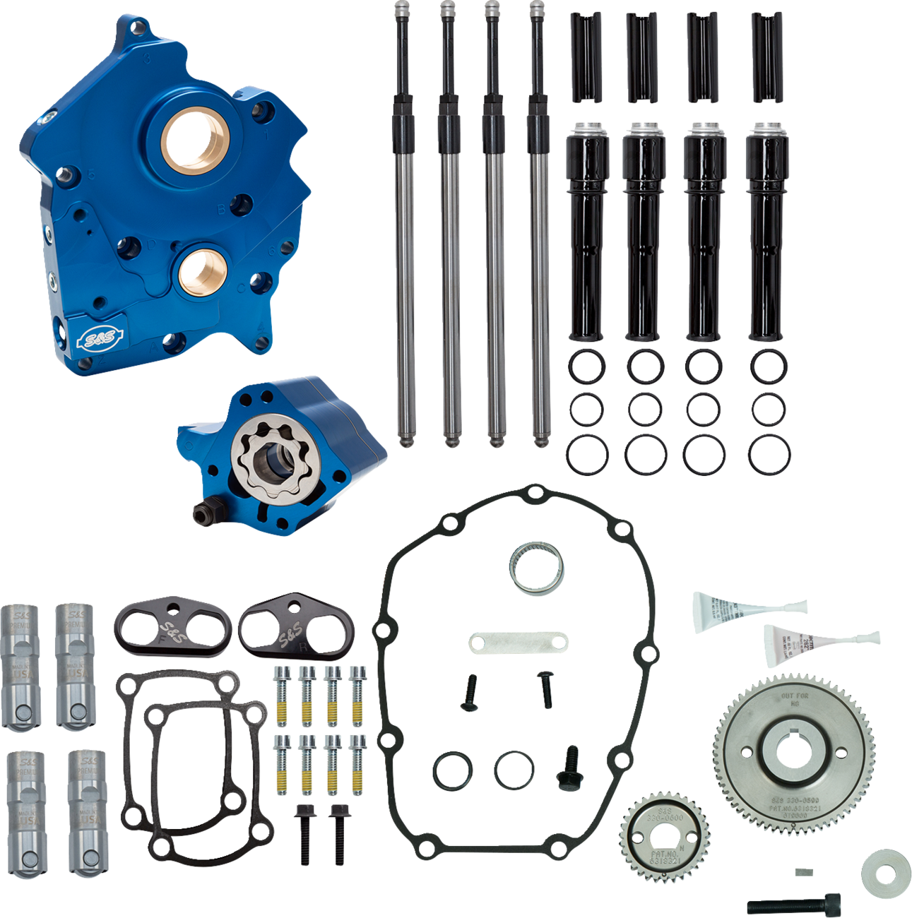 S&S CYCLE Cam Chest - Water Cooled - Gear Drive - Black Pushrod Tubes - M8 310-1260A