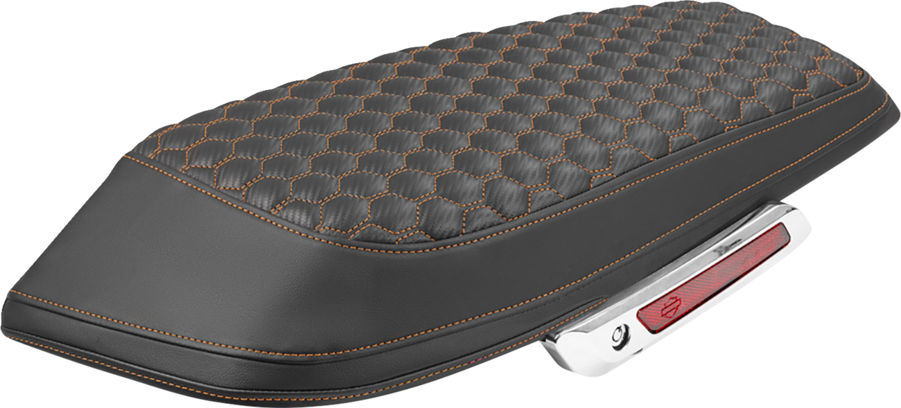 SADDLEMEN Saddlebag Lid Covers - Honeycomb - Orange Stitch - FLH/FLT '23-'25 L870-23-19003